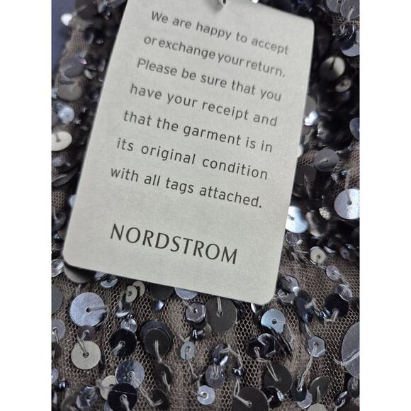 NWT Aidan Mattox Silver Fully Sequined Party Dress Long Sleeve Mini Dress Sz 4 - Picture 7 of 7